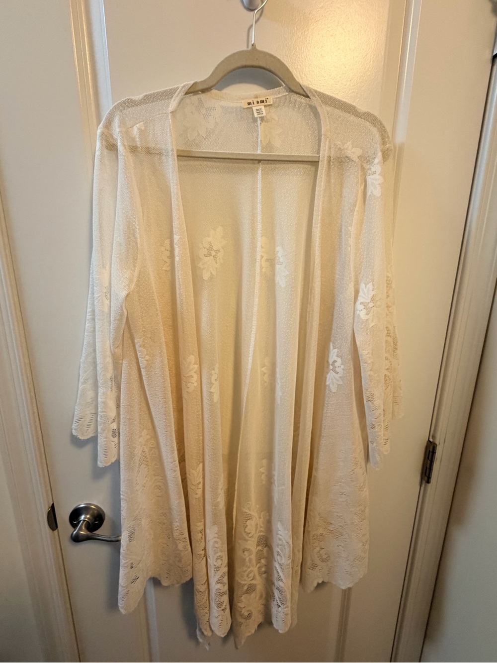 miami Cream Lace Sheer Duster Robe